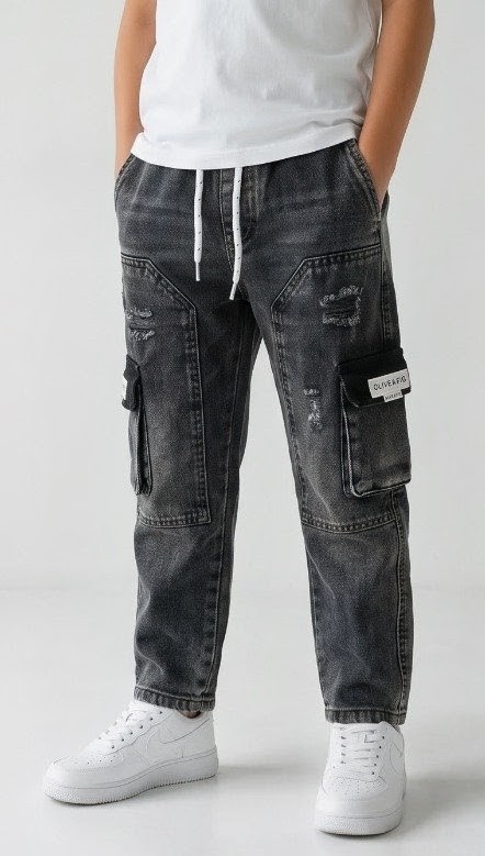 Olive + Fig Cargo Denim Jeans (Style 1)