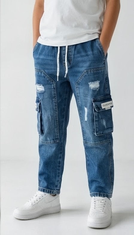 Olive + Fig Cargo Denim Jeans (Style 2)