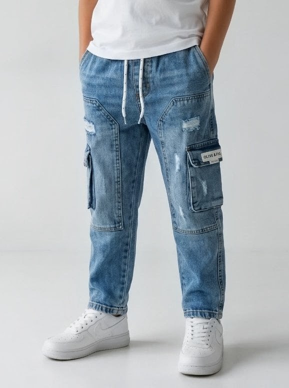 Olive + Fig Cargo Denim Jeans (Style 3)