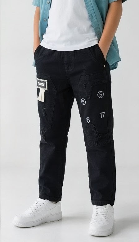 Olive + Fig Mid Blue Utility Jeans (Style 2)