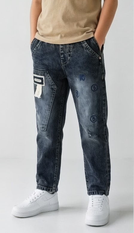Olive + Fig Mid Blue Utility Jeans (Style 3)