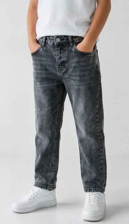 Olive + Fig Dark Grey Slim Straight Jeans