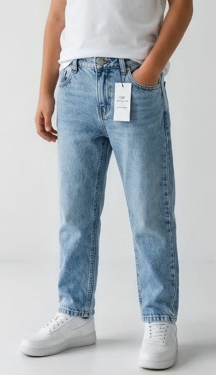 Olive + Fig Mid Blue Relaxed Jeans