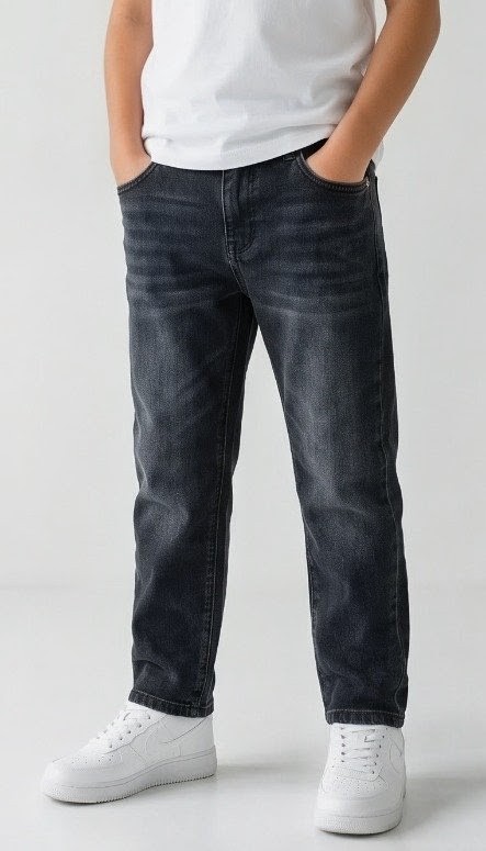 Olive + Fig Dark Blue Relaxed Fit Jeans