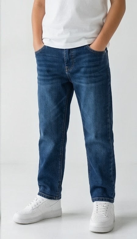 Olive + Fig Dark Blue Straight Leg Jeans