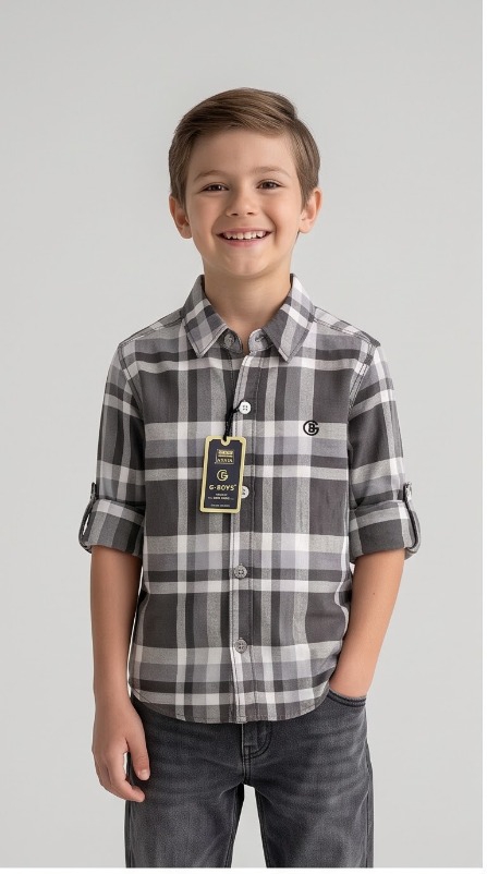 G-Boys Charcoal Check Shirt