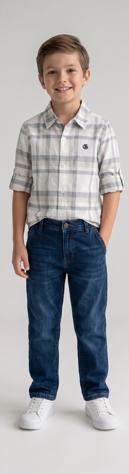 G-Boys Classic White Check Shirt