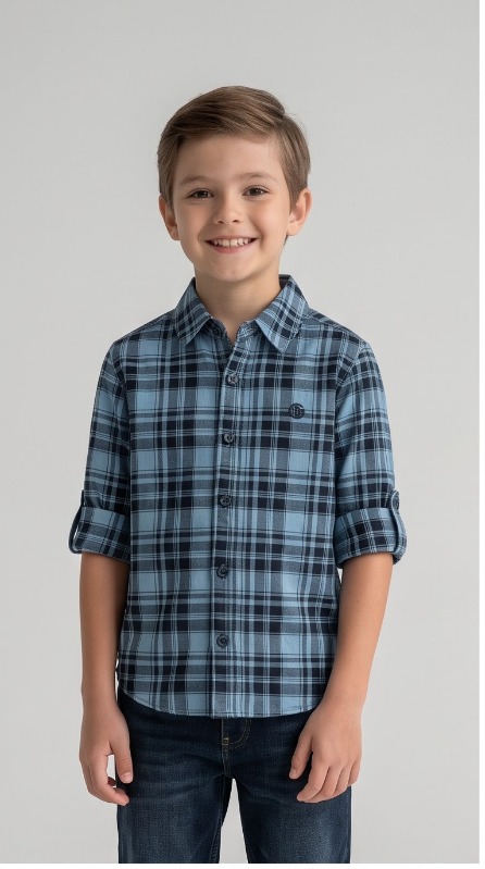 G-Boys Steel Blue Check Shirt