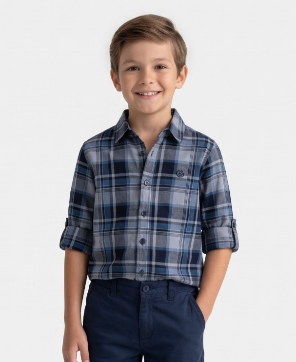 G-Boys Navy Multi-Check Shirt