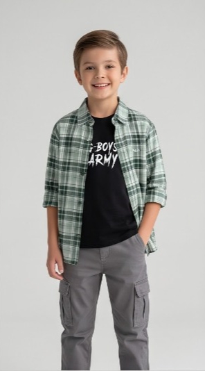 G-Boys Army Mint Plaid Shirt + Tee