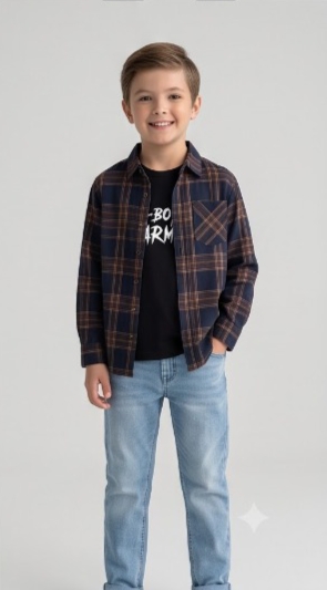 G-Boys Army Navy Brown Plaid Shirt + Tee