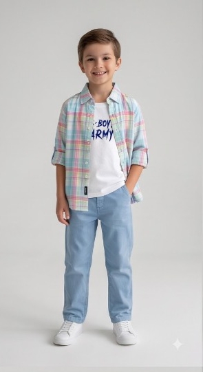 G-Boys Army Pastel Madras Shirt + Tee