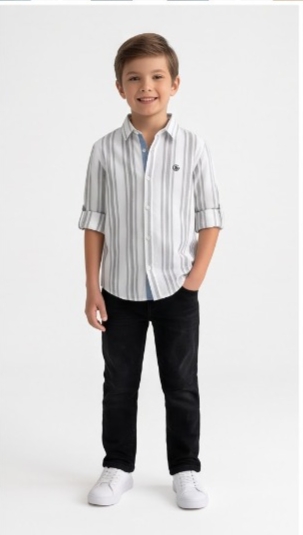White Grey Stripe Shirt — image 3