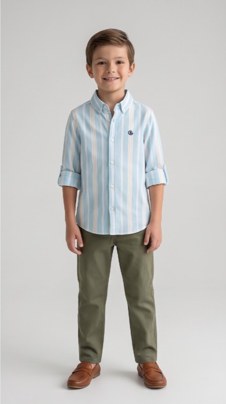 Blue Beige Stripe Shirt