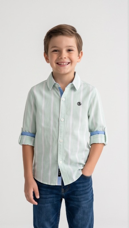Mint Green White Stripe Shirt — image 2