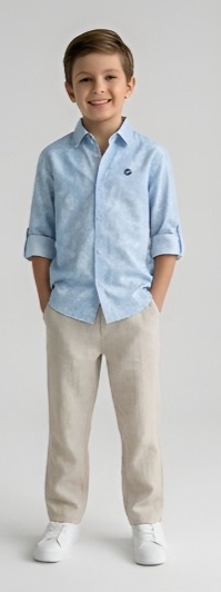 Tropical Palm Leaf Print Shirt — Sky Blue — image 2