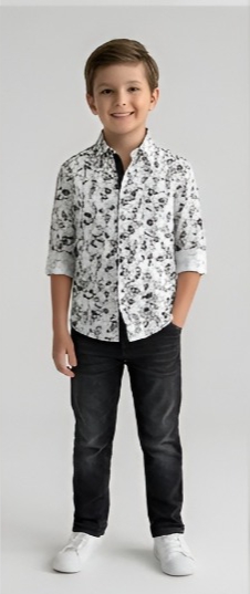 Abstract Graphic Print Shirt — White