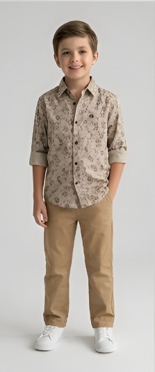 Botanical Sketch Print Shirt — Sand Beige — image 2