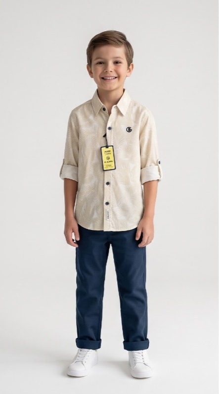 Tonal Leaf Print Shirt — Ivory — image 2