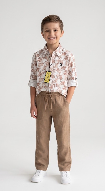 Rust Floral Print Shirt — White