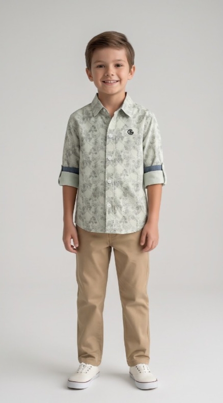 Botanical Print Shirt — Mint