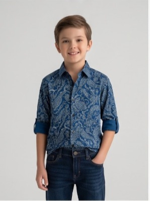 Paisley Print Shirt — Dark Navy