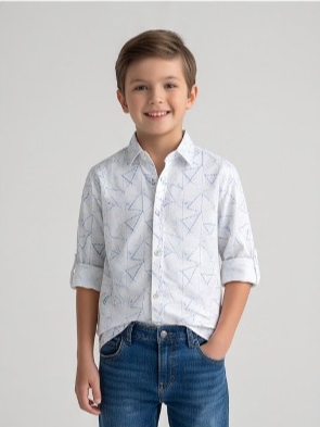 Triangle Geometric Print Shirt — White