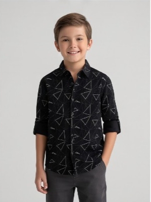 Triangle Geometric Print Shirt — Black