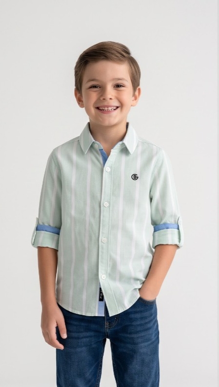 Mint Green White Stripe Shirt — image 3