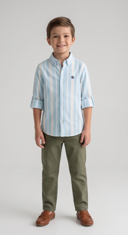 Blue Beige Stripe Shirt — image 2