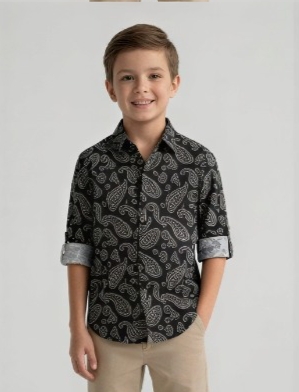 Paisley Print Shirt — Black