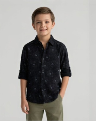 Diamond Medallion Print Shirt — Black