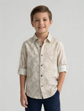 Ethnic Botanical Print Shirt — Parchment