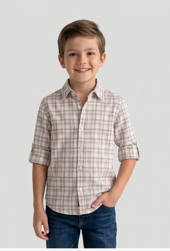 G-Boys Cream Plaid Shirt