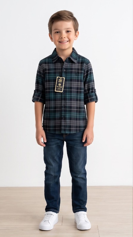 G-Boys Tartan Navy Check Shirt
