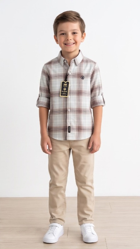 G-Boys Ivory Wine Check Shirt