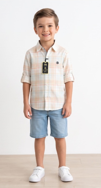 G-Boys Peach Check Shirt