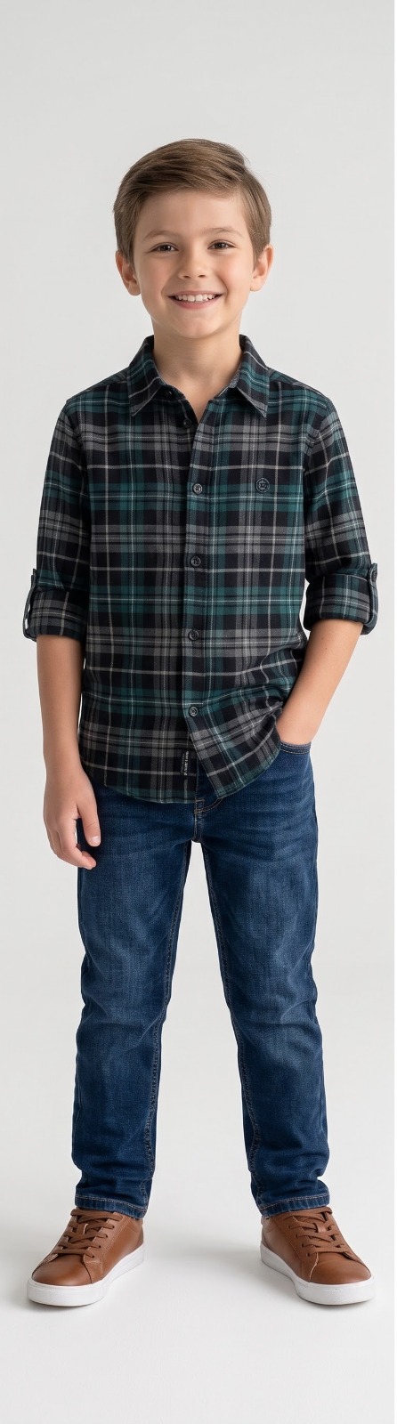 G-Boys Tartan Navy Check Shirt — image 2