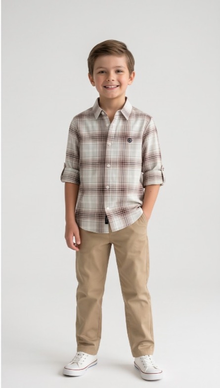 G-Boys Ivory Wine Check Shirt — image 2