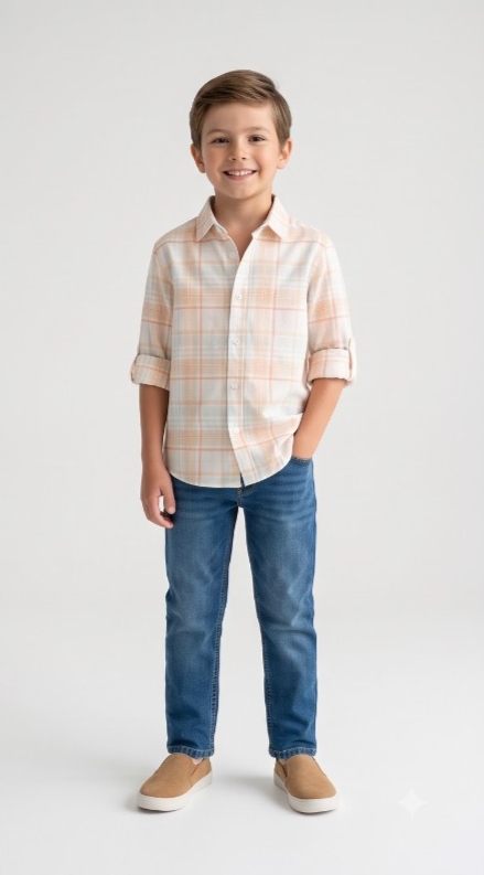 G-Boys Peach Check Shirt — image 2