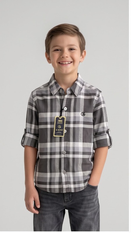G-Boys Charcoal Check Shirt — image 2