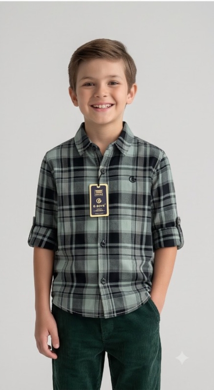 G-Boys Sage Green Tartan Shirt