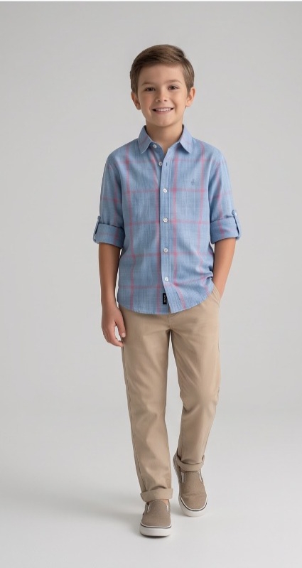 G-Boys Sky Blue Plaid Shirt