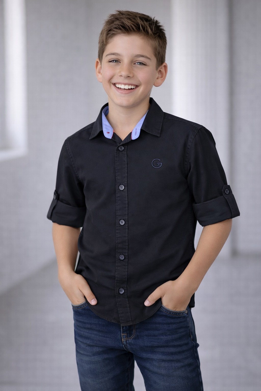 G-Boys Black Solid Shirt