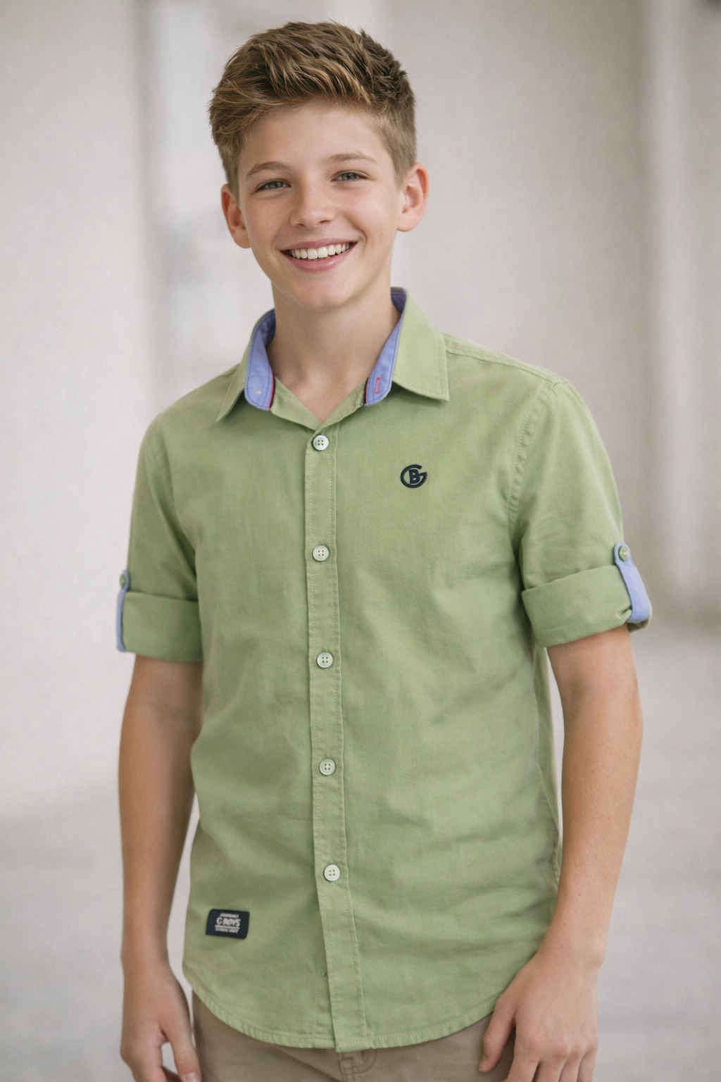 G-Boys Pistachio Green Solid Shirt