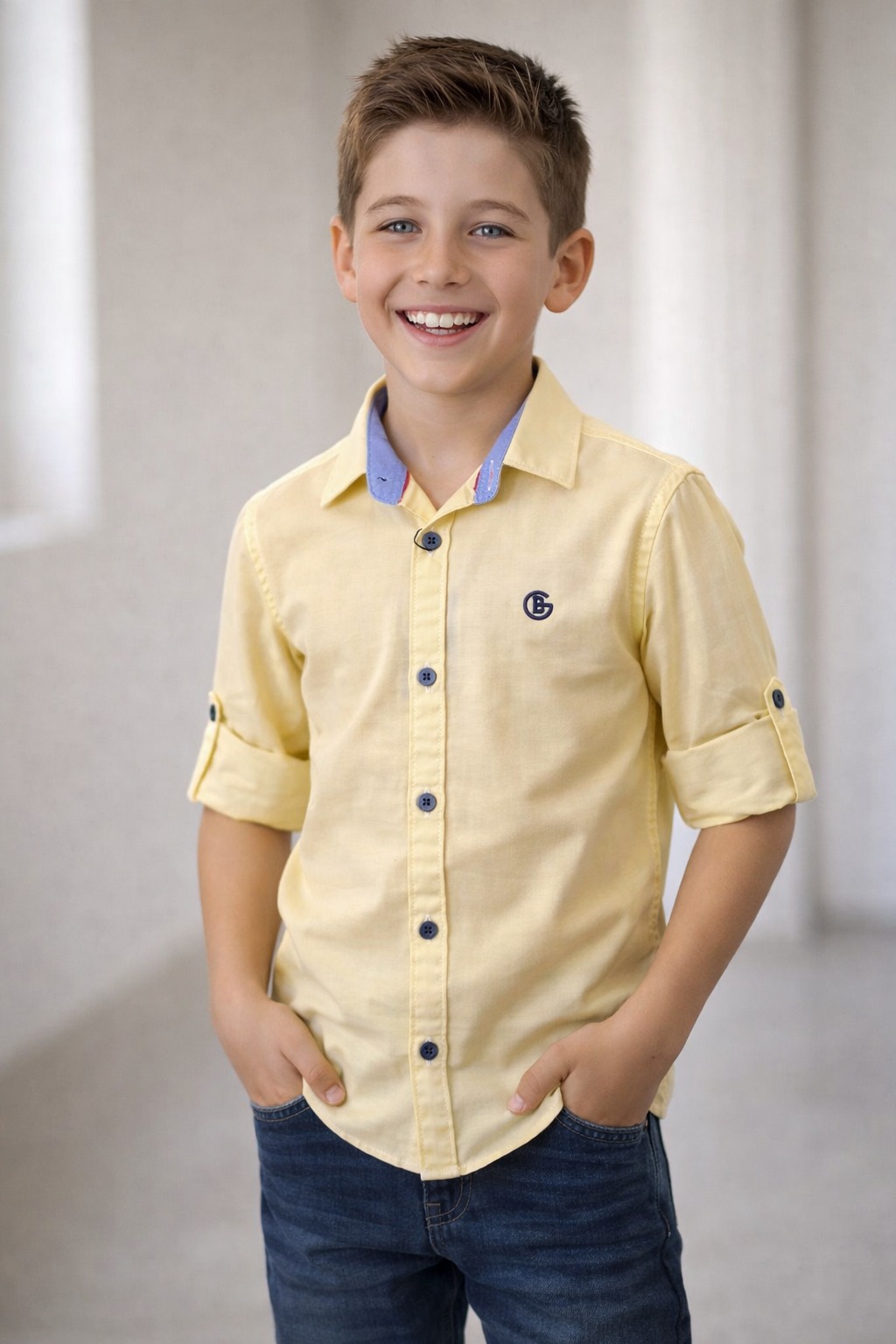 G-Boys Lemon Yellow Solid Shirt
