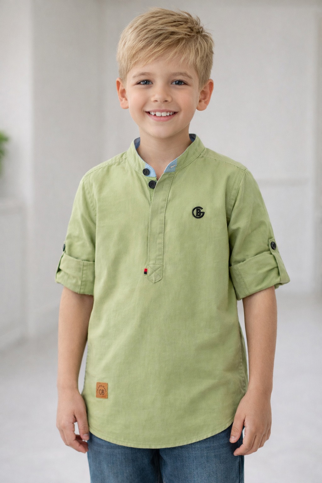 Sage Green Mandarin Collar Kurta
