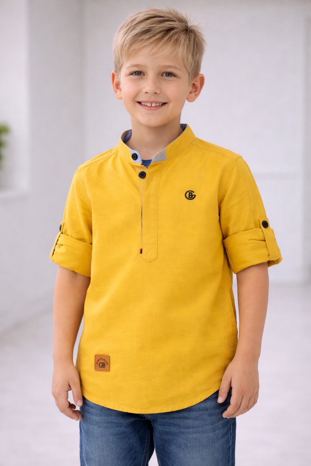 Mustard Yellow Mandarin Collar Kurta