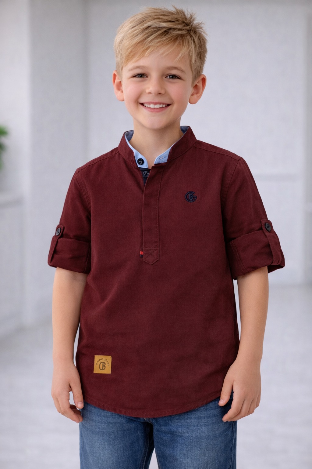 Wine Maroon Mandarin Collar Kurta