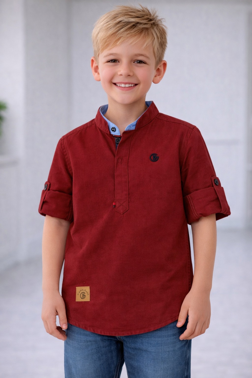 Deep Burgundy Mandarin Collar Kurta